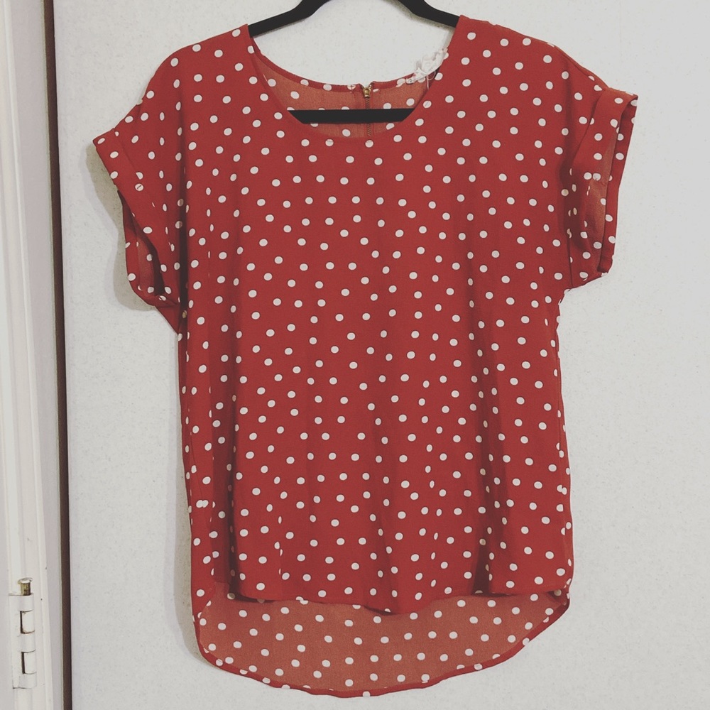 Pink Rose Burnt Orange Blouse SZ M
